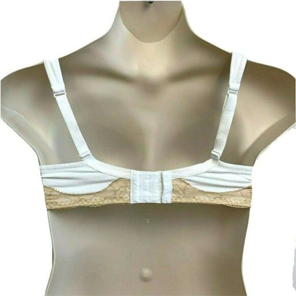 Lane Bryant Cacique Womens Bra Cotton Lace Full Coverage 38C Ivory w/ Tan Lace - Picture 2 of 8